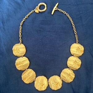 Dolce Vita France gold chunky vintage panel bib necklace Asian